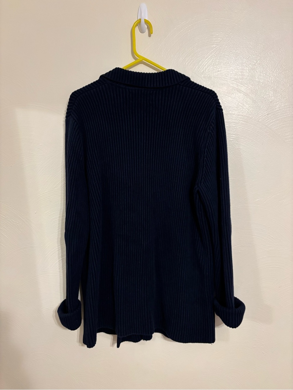 Lauren Ralph Lauren Navy Ribbed Cotton Double Breasted Cardigan M - Picture 7 of 7
